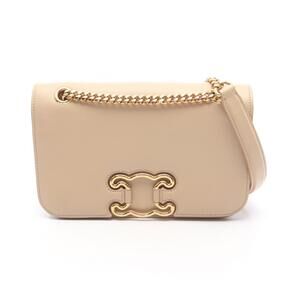 Celine Triomphe Shoulder Bag Leather Beige